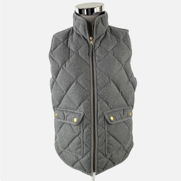 J.CREW Women's Excursion Flannel Quilted Down Gray Women's Puffer Vest, Size XS - Picture 5 of 7